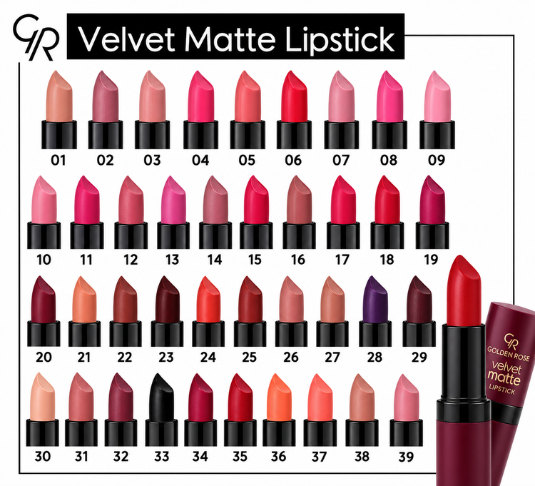 رژلب جامد گلدن رز مدل Velvet